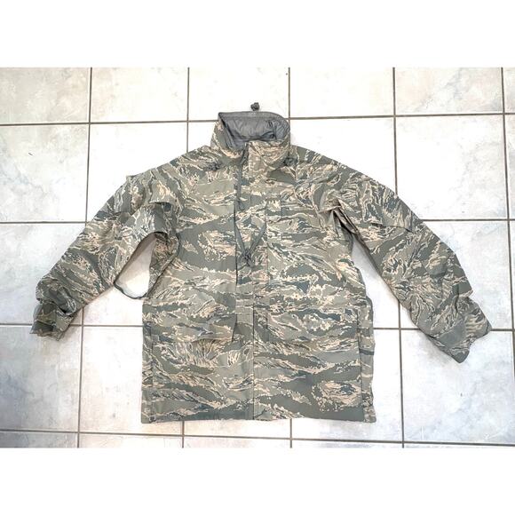 USAF Tiger Stripe Camo Parka Waterproof Jacket Utility Hunter Gear Men’s L - Picture 2 of 5